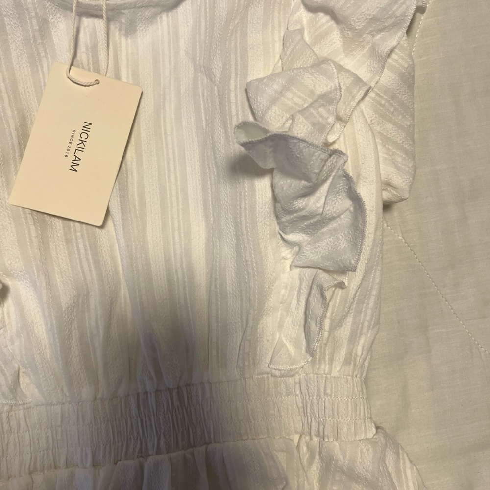 NWT White Ruffle Mini Dress Size XS - Picture 3 of 5